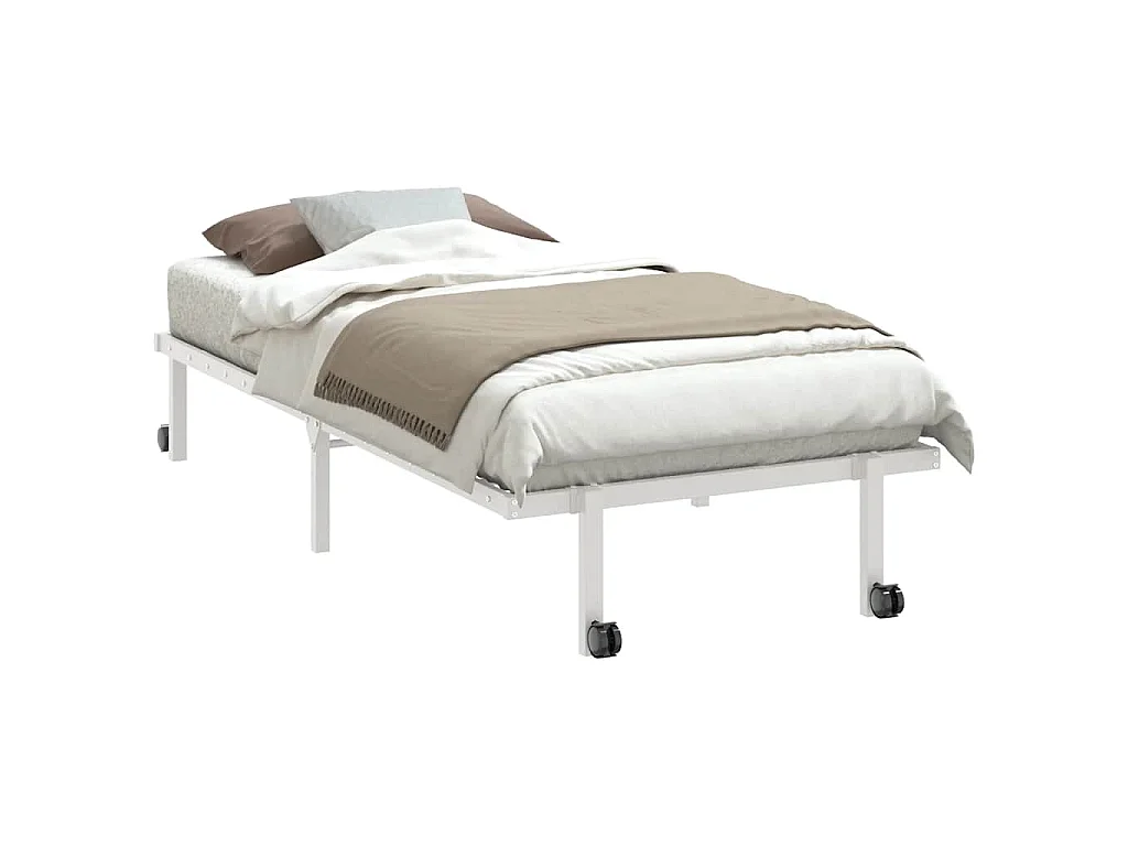 Bedframe zonder matras opvouwbaar 90x190 cm staal wit