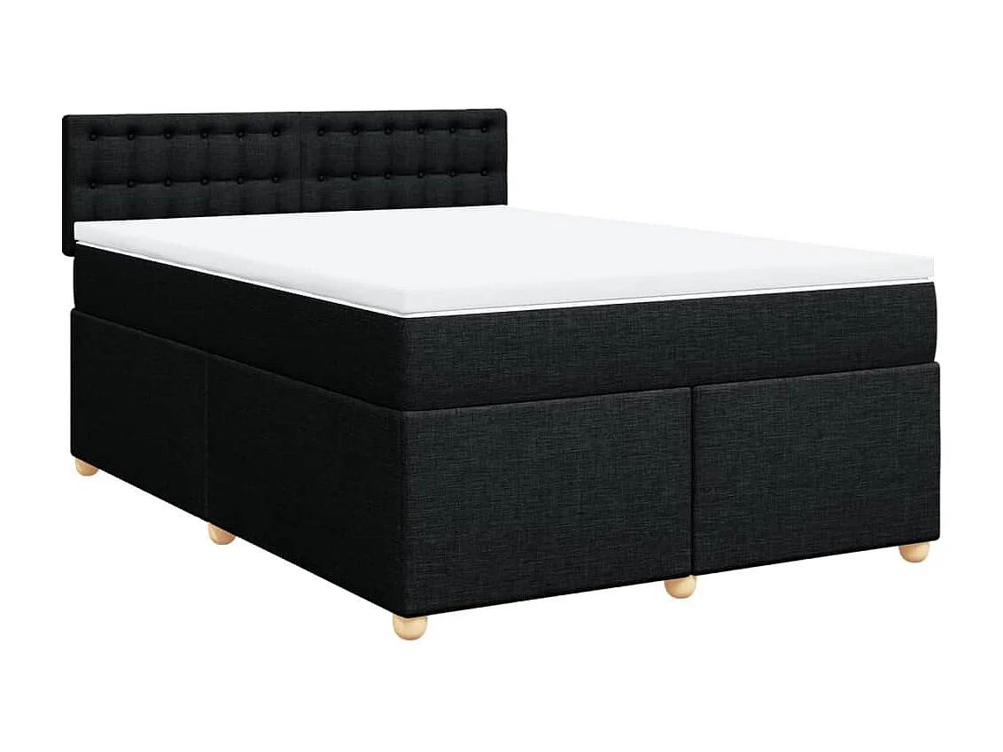 Sommier à lattes de lit avec matelas Noir 160x200 cm Tissu