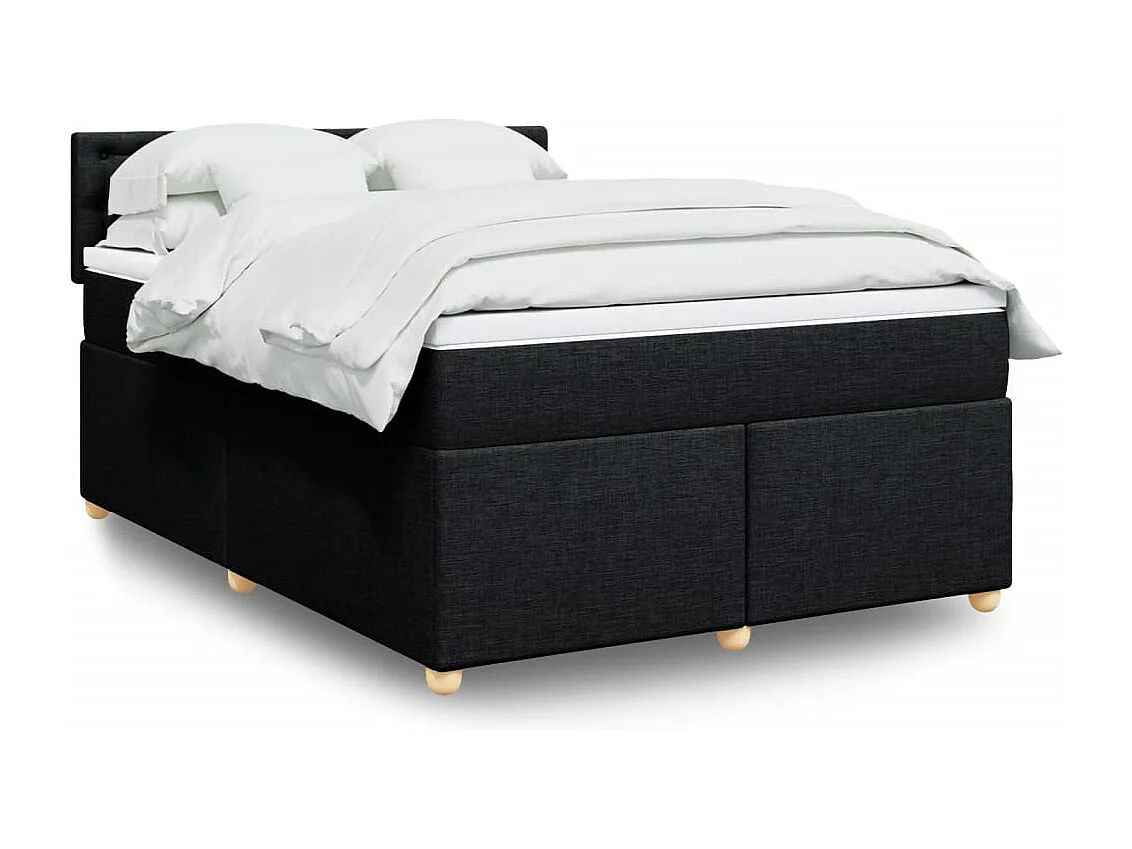 Sommier à lattes de lit avec matelas Noir 160x200 cm Tissu