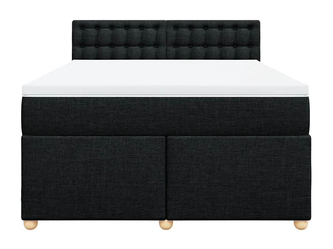 Sommier à lattes de lit avec matelas Noir 160x200 cm Tissu