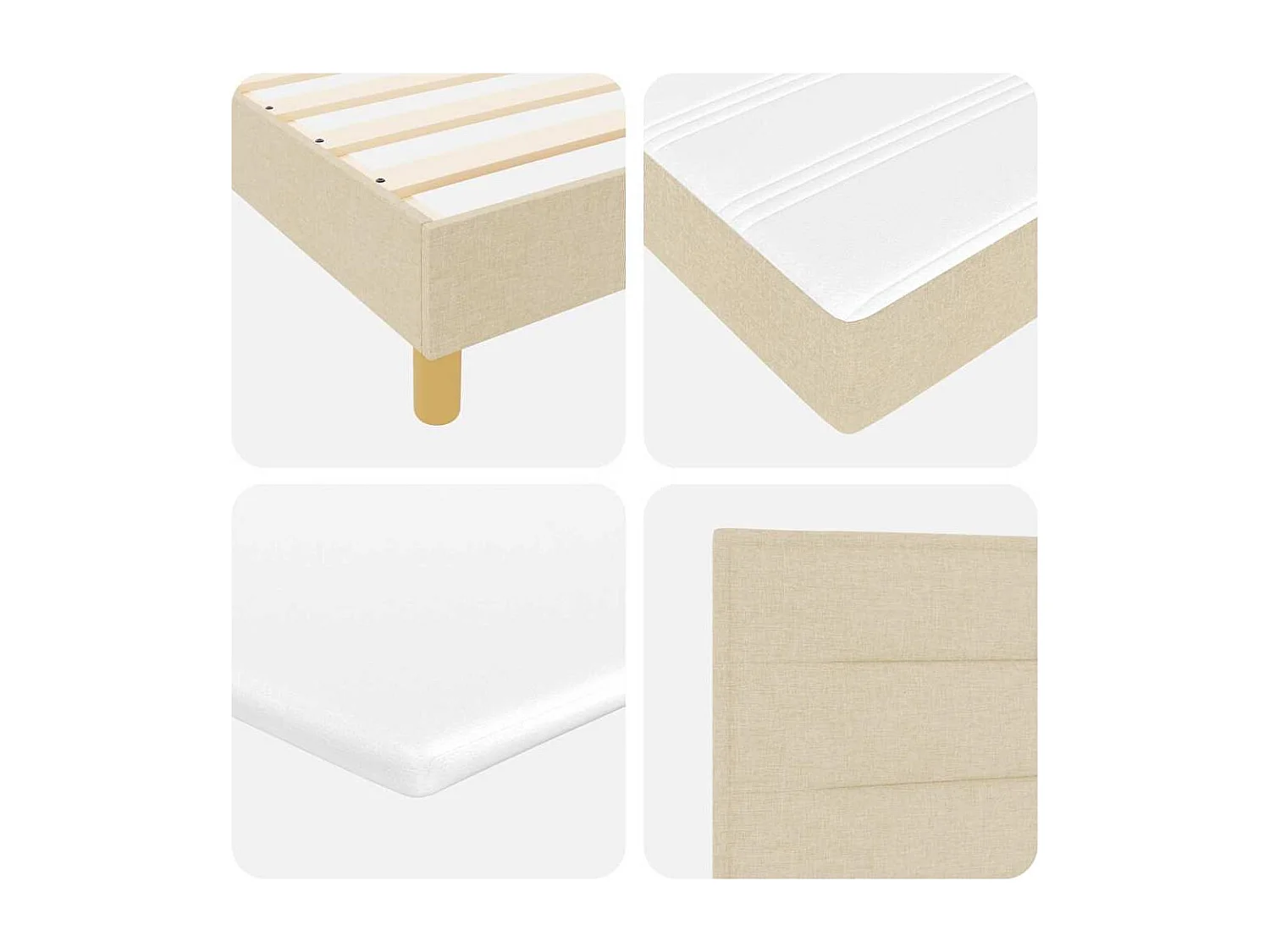 Lit à ressorts avec matelas Crème 160 x 200 cm tissu