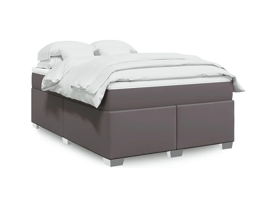 Sommier à lattes de lit avec matelas Gris 140x200 cm Similicuir