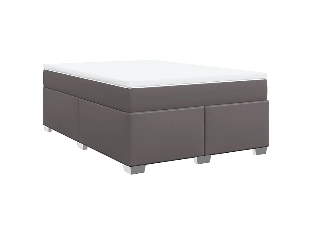 Boxspring met matras kunstleer grijs 140x200 cm