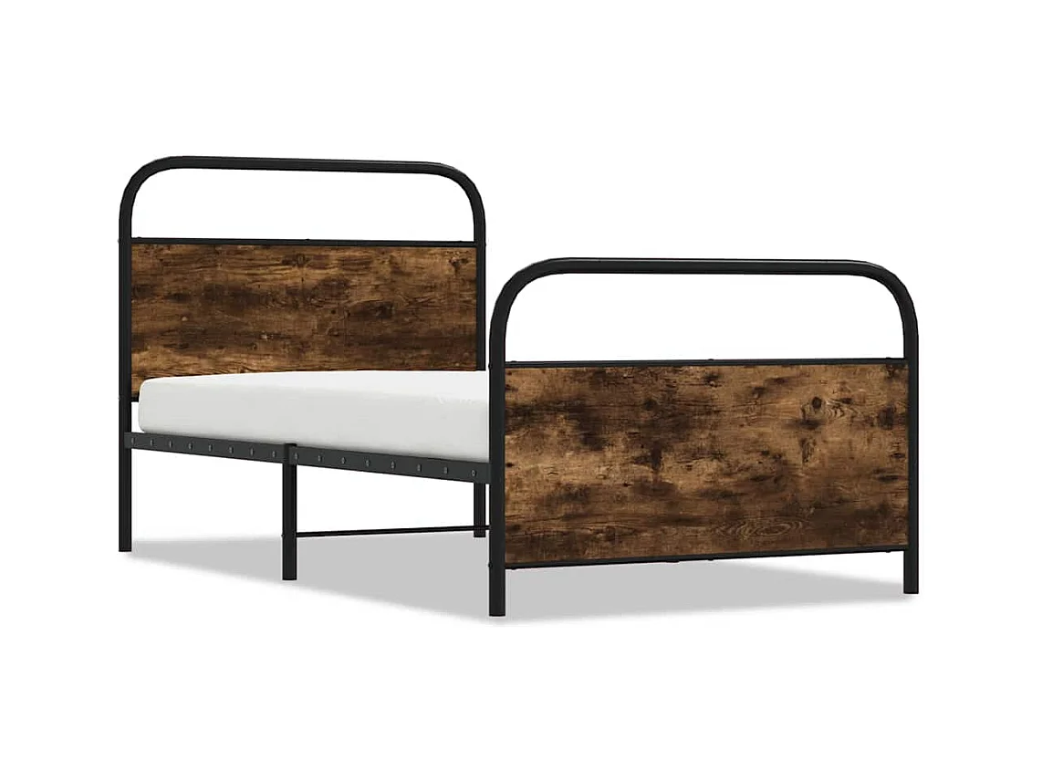 Bettgestell ohne Matratze 90x190 cm Räuchereiche Holzwerkstoff