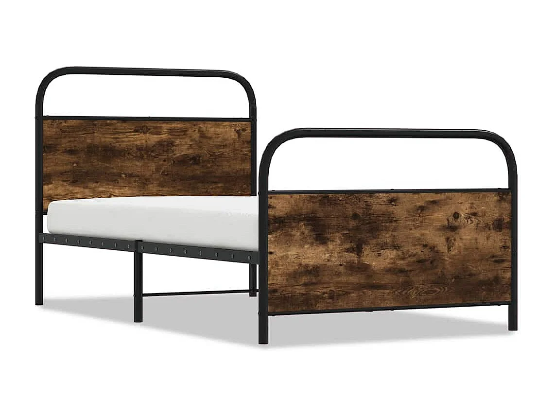 Cadre de lit sans matelas 90x190cm chêne fumé bois d'ingénierie