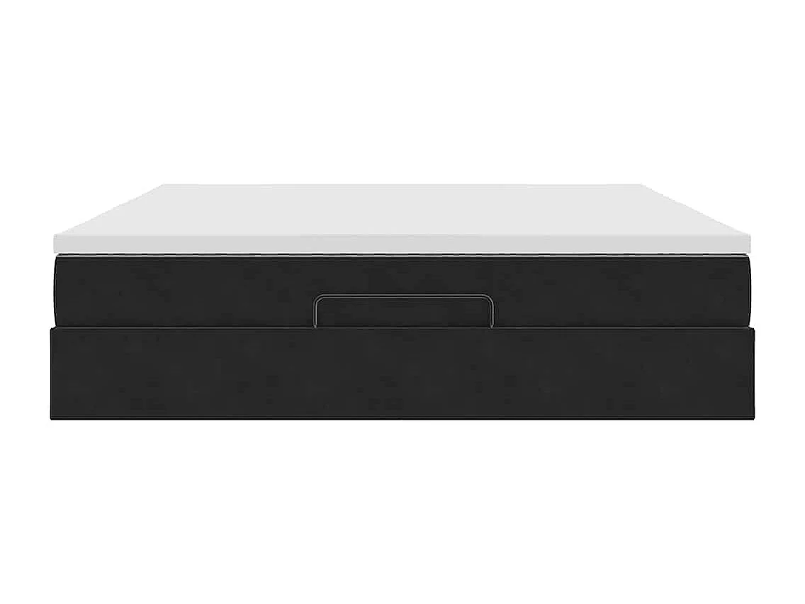 Cadre de lit ottoman avec matelas noir 180x200 cm velours