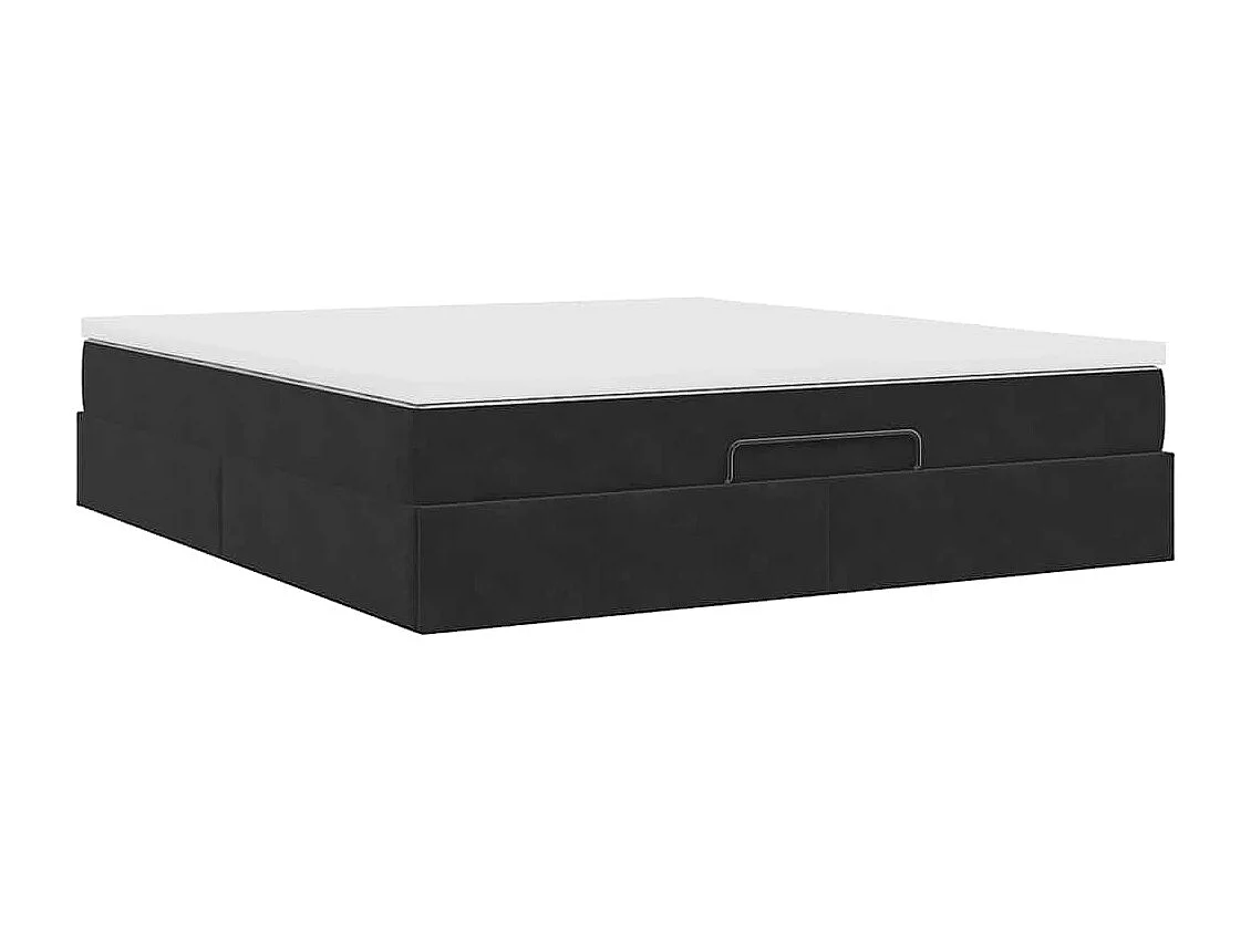 Ottoman-Bett mit Matratze Schwarz 180x200 cm Samt