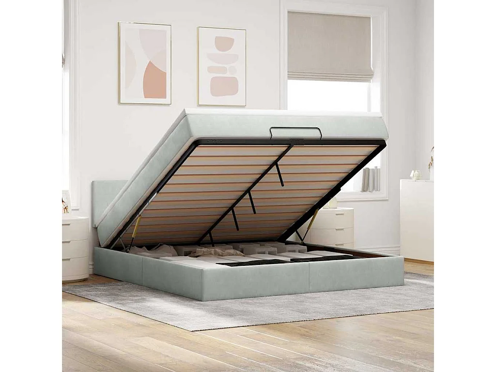 Struttura Letto Pouf con Materasso 160x200 cm in Velluto