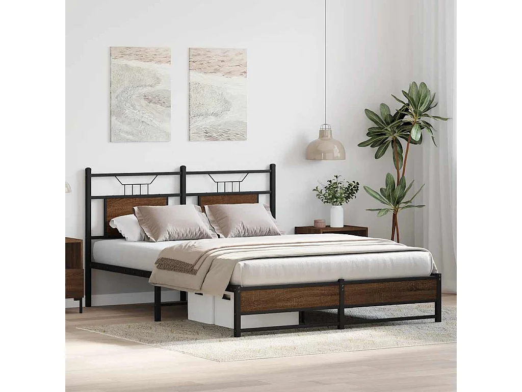 Cadre de lit sans matelas chêne marron 140x190 cm