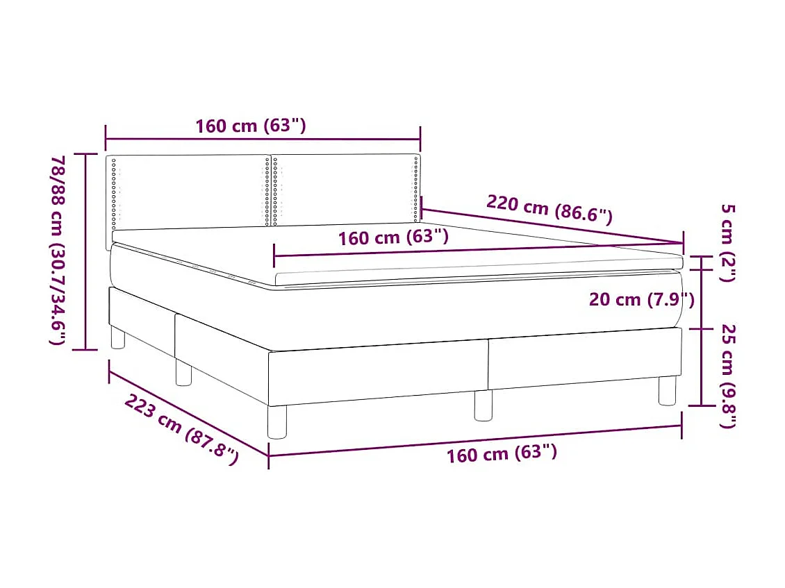 Boxspringbett mit Matratze Hellgrau 160x220 cm Samt