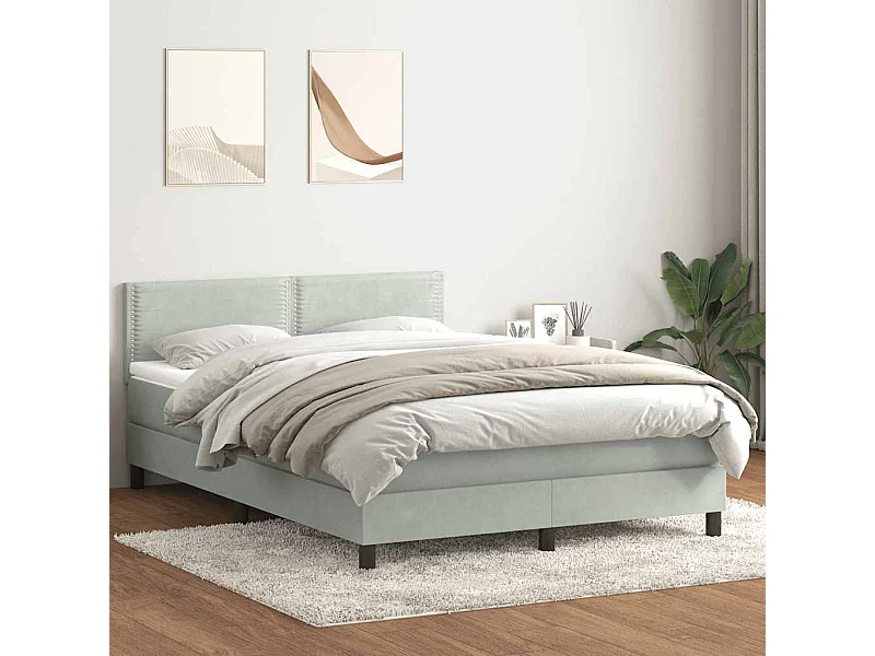 Boxspringbett mit Matratze Hellgrau 160x220 cm Samt