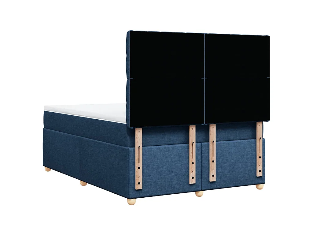 Cama box spring con colchón tela azul 160x200 cm