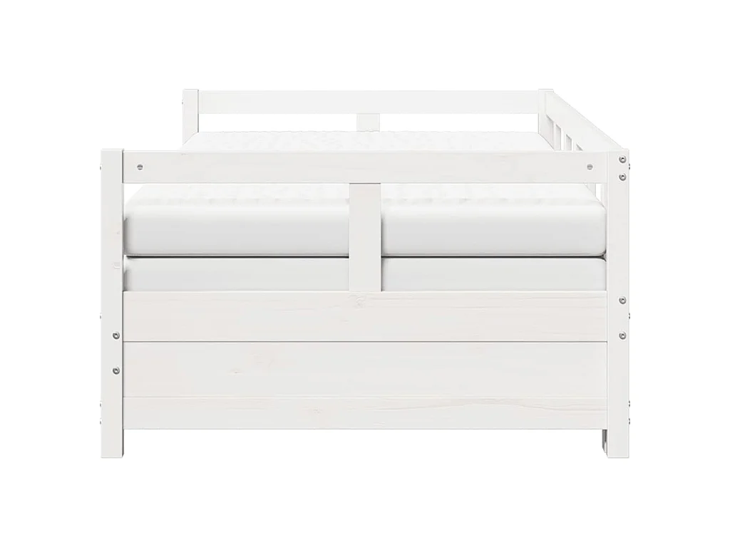 Slaapbank met onderschuifbed en matras 90x200 cm grenenhout wit
