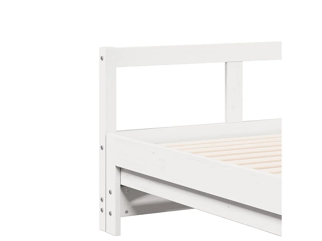 Slaapbank met onderschuifbed en matras 90x200 cm grenenhout wit