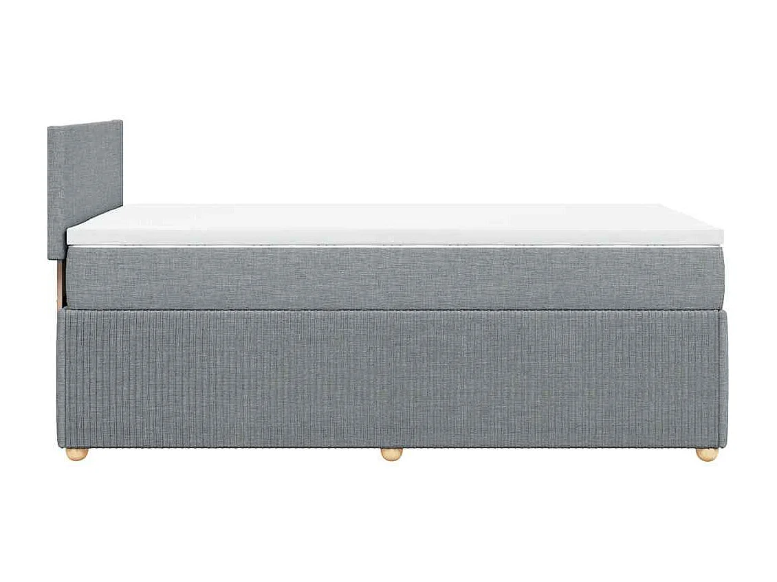 Cama box spring con colchón tela gris claro 100x200 cm