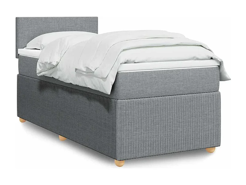 Boxspringbett mit Matratze Hellgrau 100x200 cm Stoff