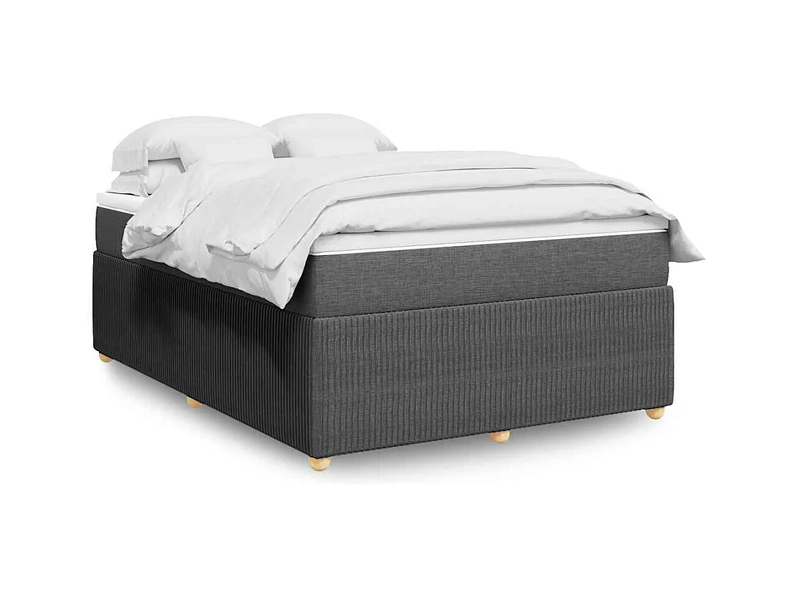 Sommier à lattes de lit avec matelas Gris foncé 140x190cm Tissu