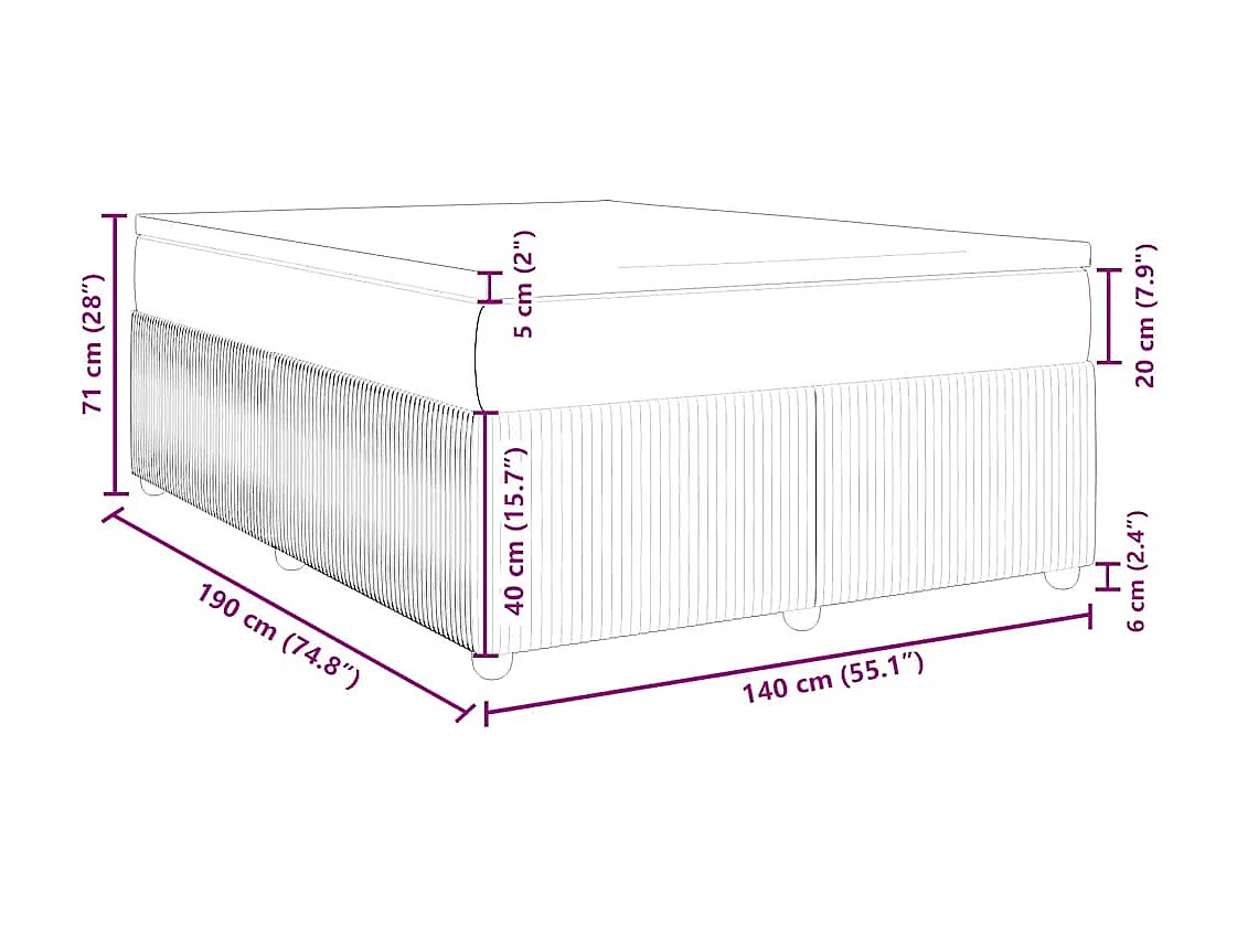 Boxspring met matras stof donkergrijs 140x190 cm