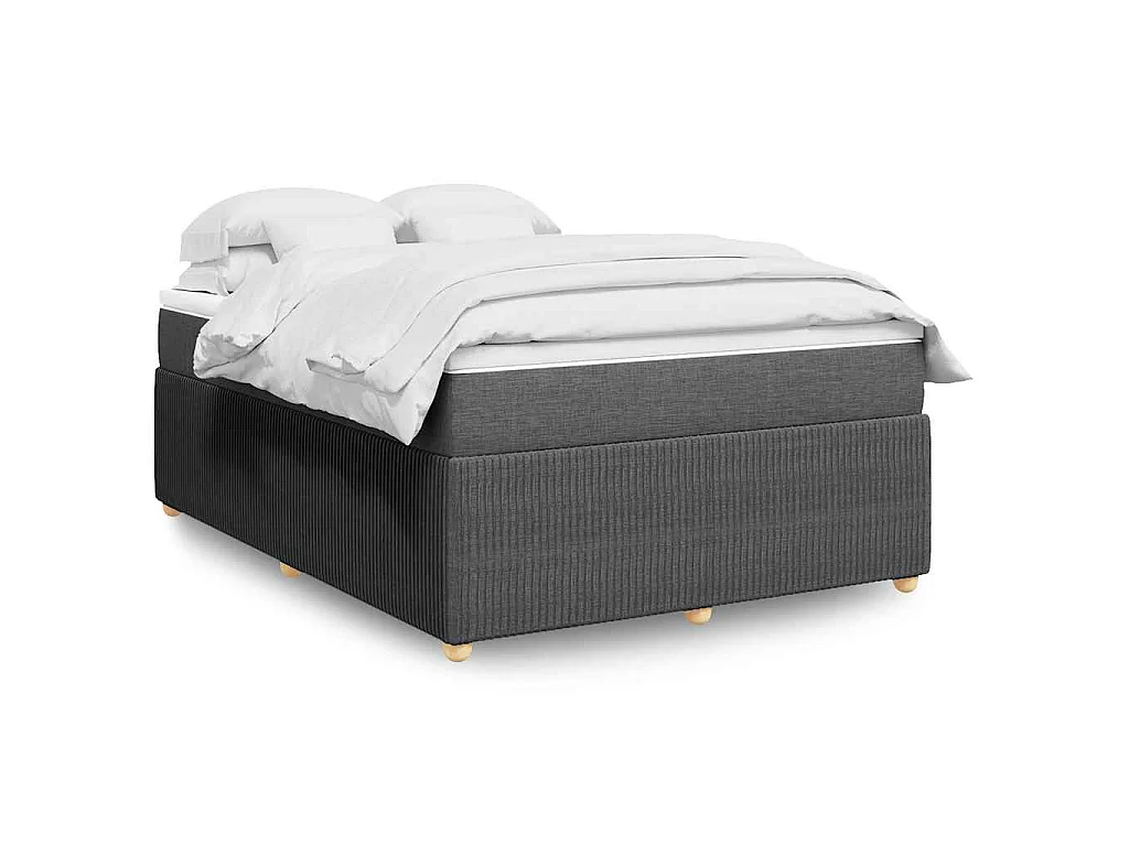 Sommier à lattes de lit avec matelas Gris foncé 140x190cm Tissu