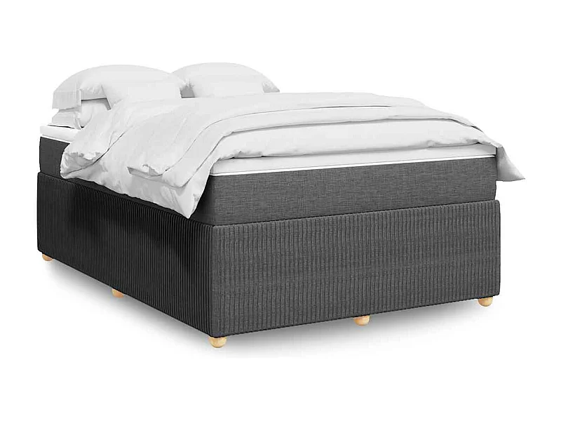 Boxspringbett mit Matratze Dunkelgrau 140x190 cm Stoff