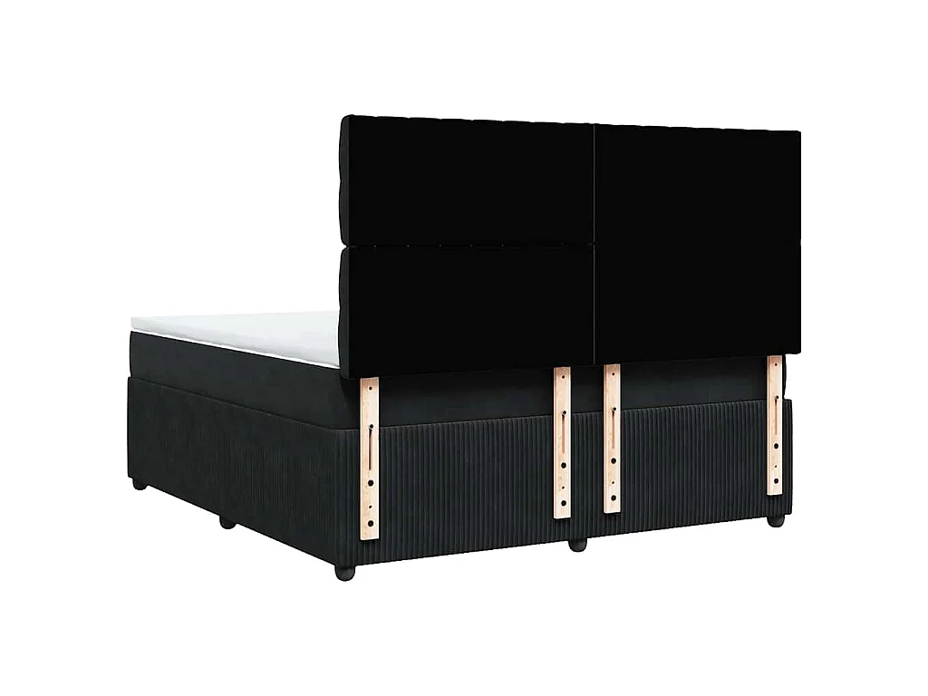 Giroletto a Molle con Materasso Nero 180x200 cm in Velluto