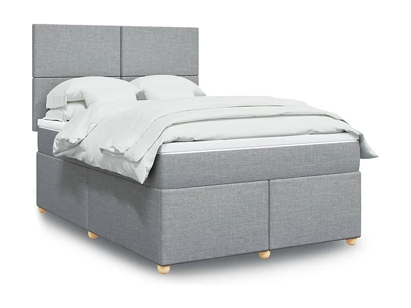 Boxspringbett mit Matratze Hellgrau 160x200 cm Stoff