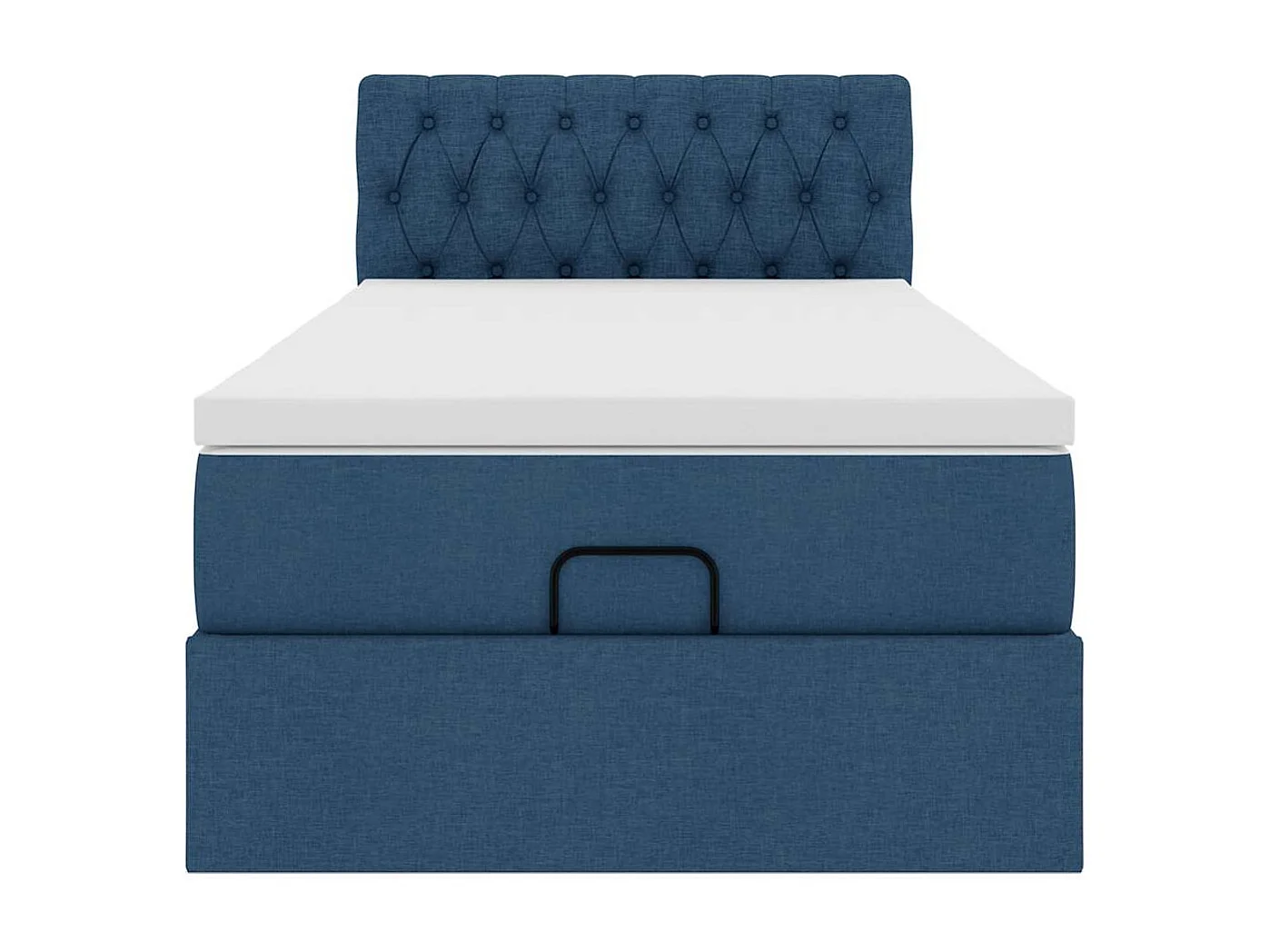 Cadre de lit ottoman avec matelas bleu 90x190 cm tissu