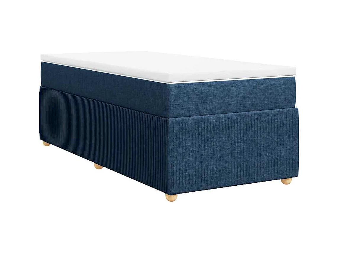 Cama box spring con colchón tela azul 100x200 cm