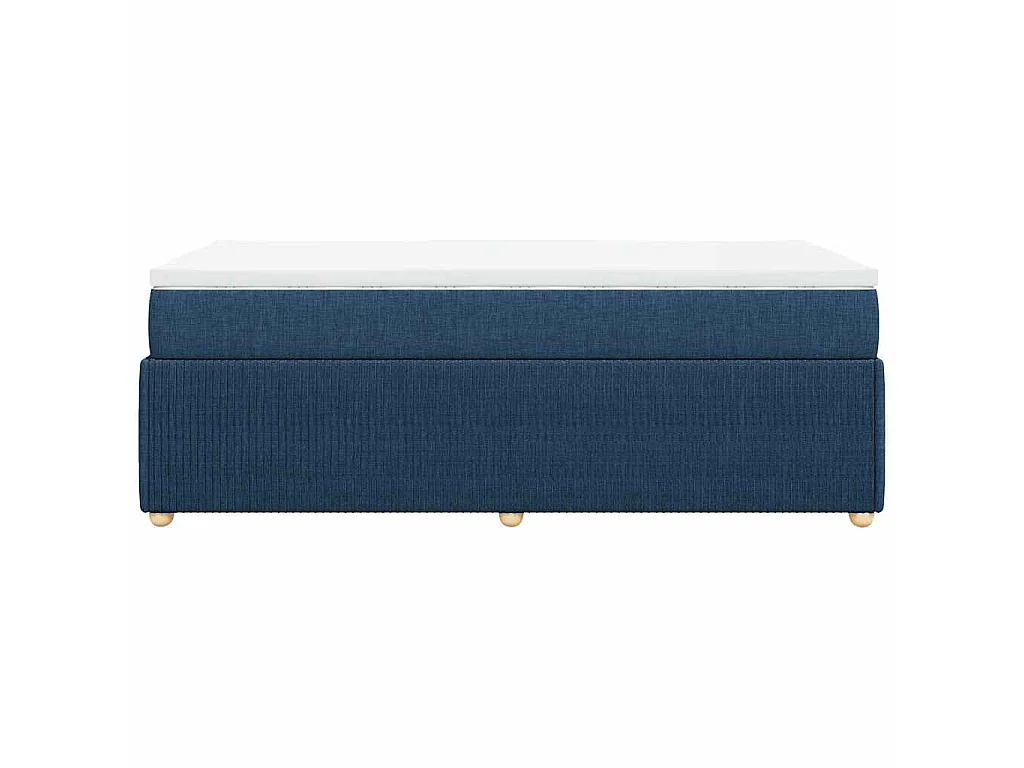 Cama box spring con colchón tela azul 100x200 cm