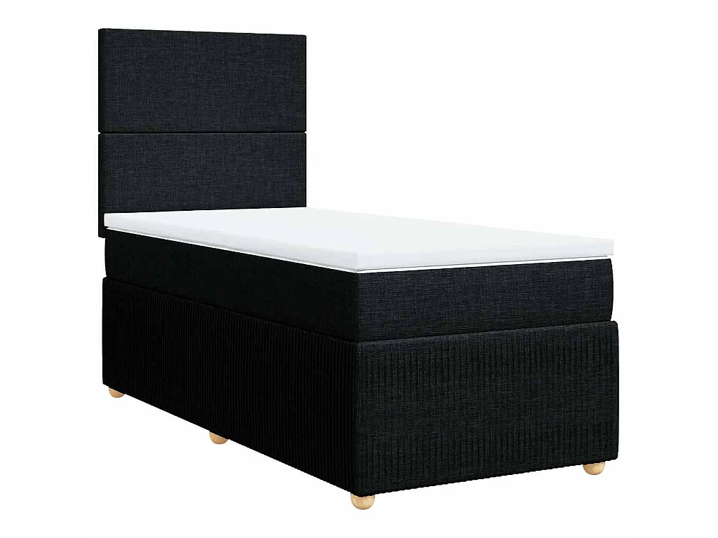 Cama com molas/colchão 90x200 cm tecido preto