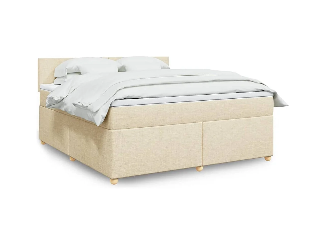 Sommier à lattes de lit avec matelas Crème 180x200 cm Tissu