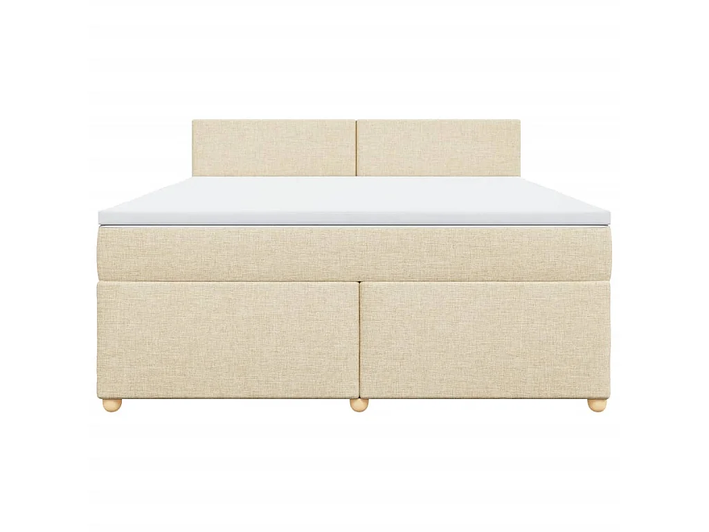 Cama box spring con colchón tela color crema 180x200 cm