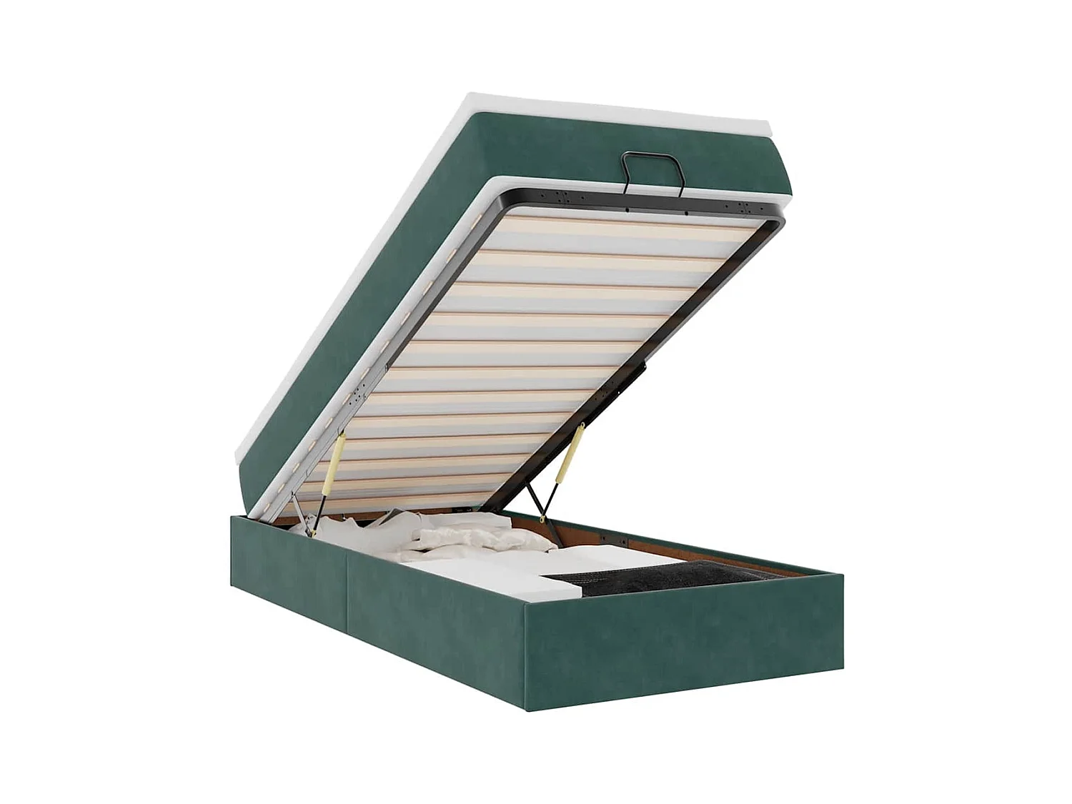 Cadre de lit ottoman avec matelas vert foncé 90x200 cm velours