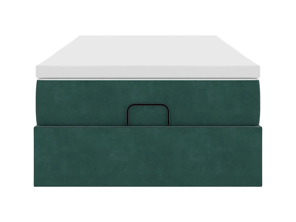 Cadre de lit ottoman avec matelas vert foncé 90x200 cm velours