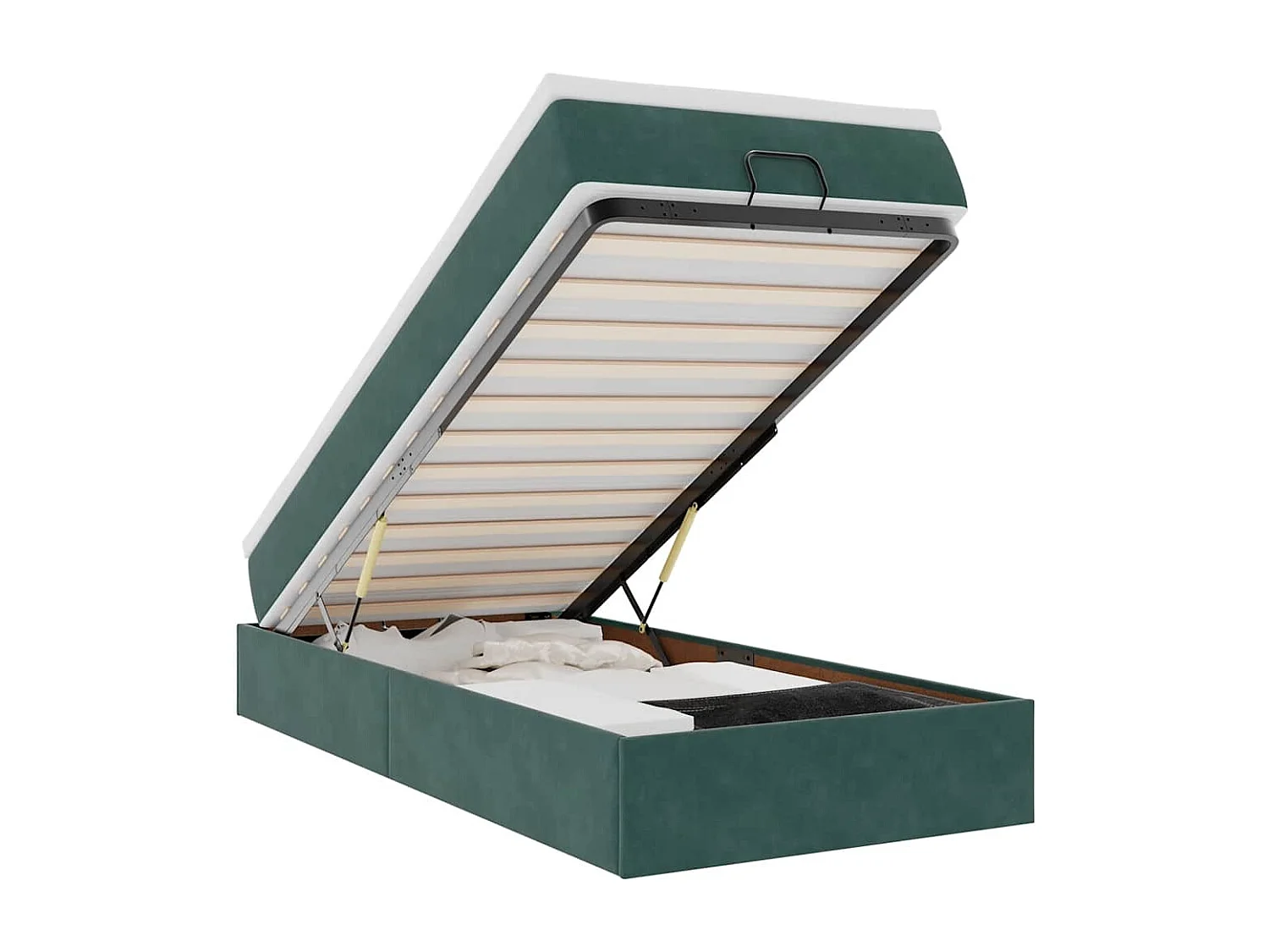 Ottoman bed met matras 90x200cm fluweel donkergroen