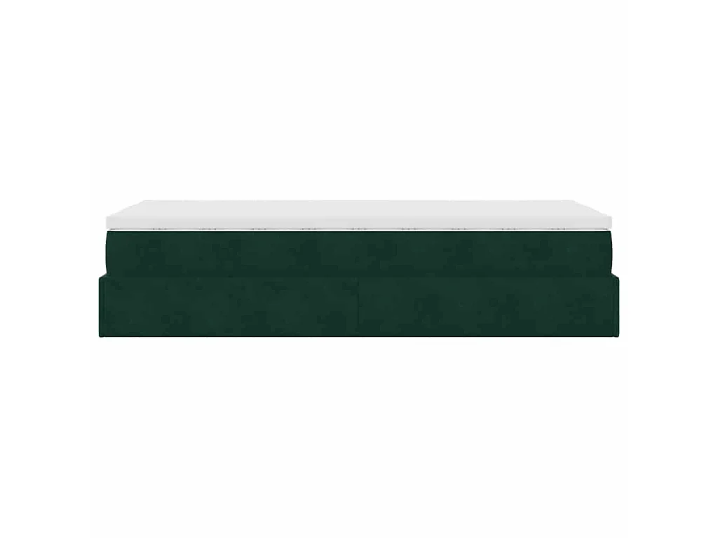 Estructura de cama otomana con colchón terciopelo verde oscuro