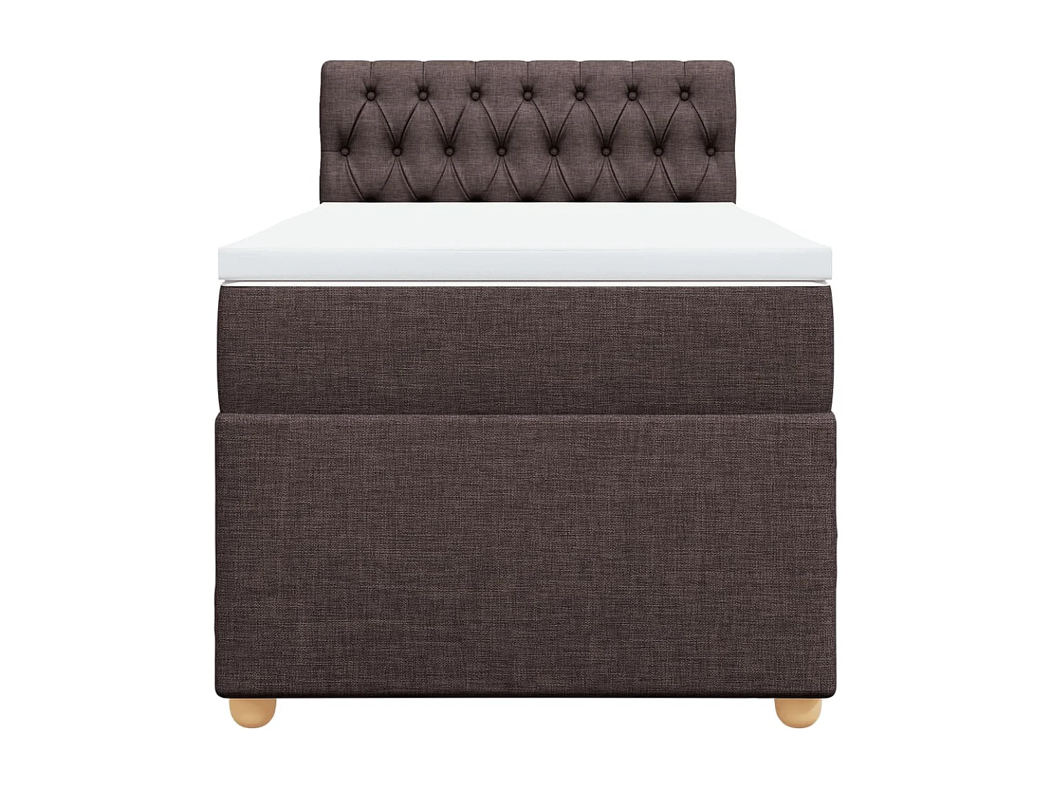 Cama box spring con colchón tela marrón oscuro 90x200 cm
