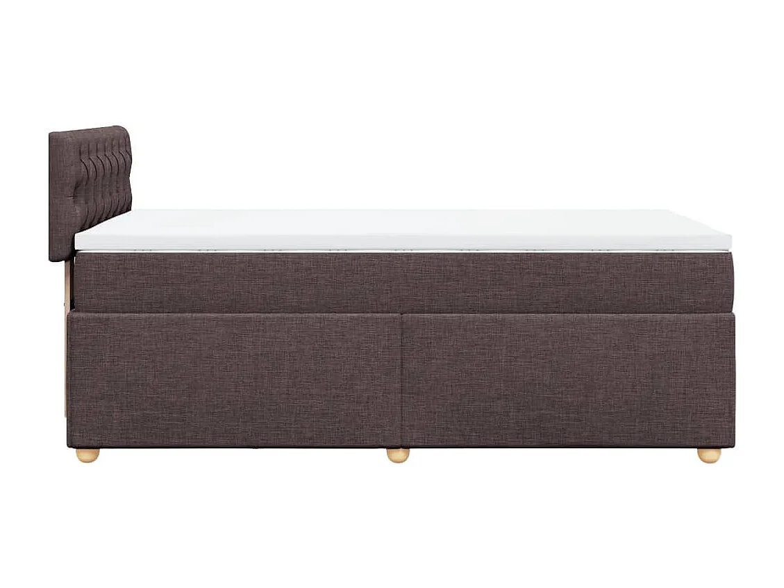 Cama box spring con colchón tela marrón oscuro 90x200 cm