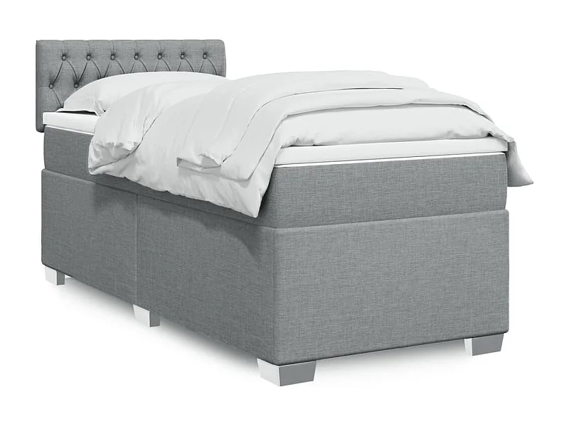Boxspringbett mit Matratze Hellgrau 90x200 cm Stoff
