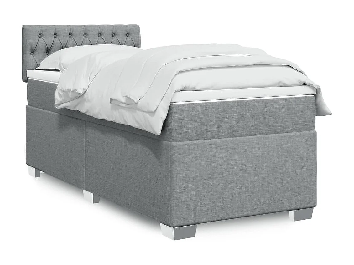 Cama com molas/colchão 90x200 cm tecido cinza-claro
