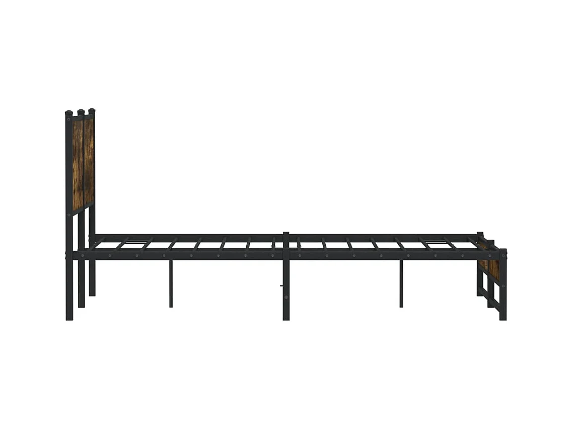 Cadre de lit en métal sans matelas chêne fumé 140x200 cm