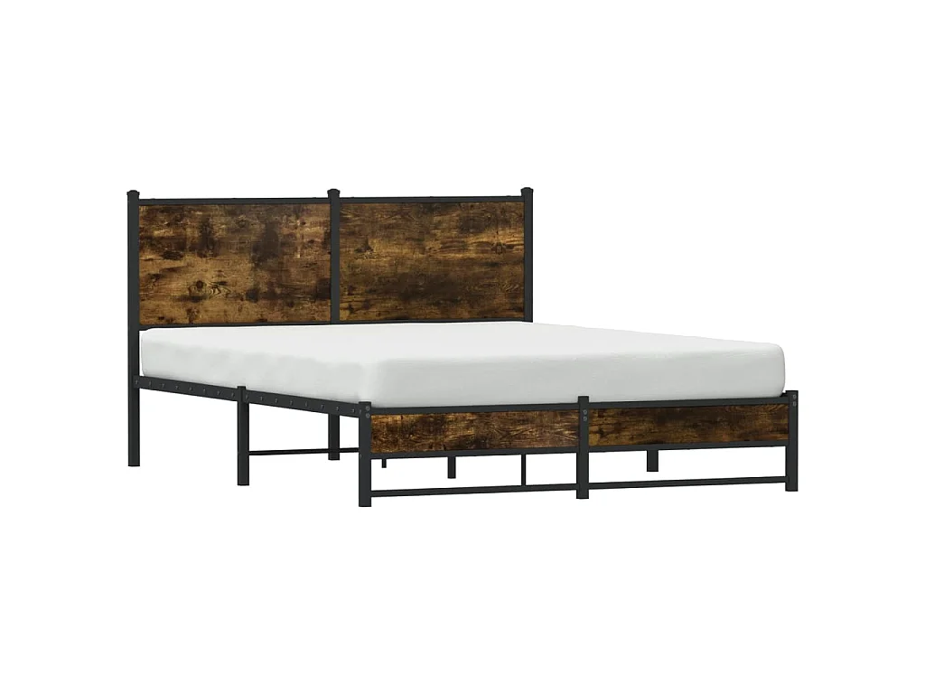 Cadre de lit en métal sans matelas chêne fumé 140x200 cm