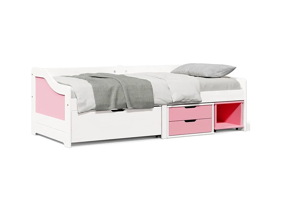 Tagesbett mit 3 Schubladen ohne Matratze Weiß Rosa 90x200cm