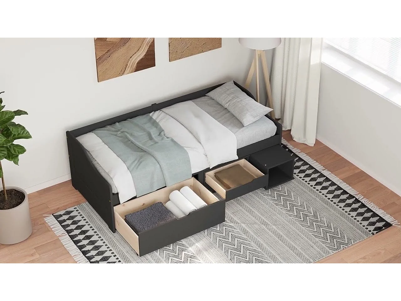 Dormeuse 3 Cassetti senza Materasso Bianco&Rosa 90x200 cm IRUN