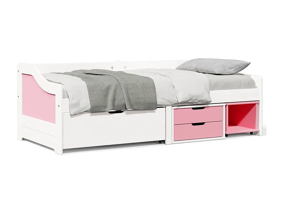 Dormeuse 3 Cassetti senza Materasso Bianco&Rosa 90x200 cm IRUN