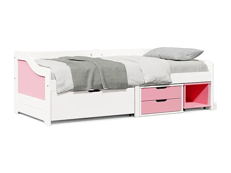 Dormeuse 3 Cassetti senza Materasso Bianco&Rosa 90x200 cm IRUN