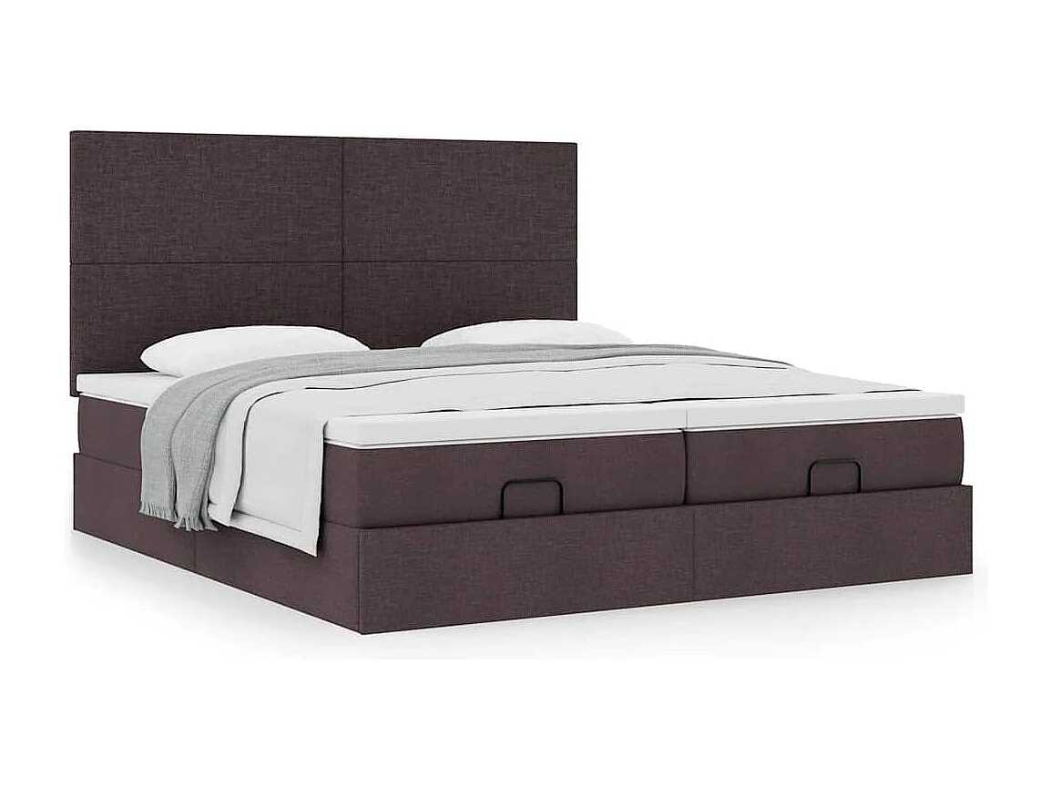 Estructura cama otomana colchones tela marrón oscuro 180x200cm