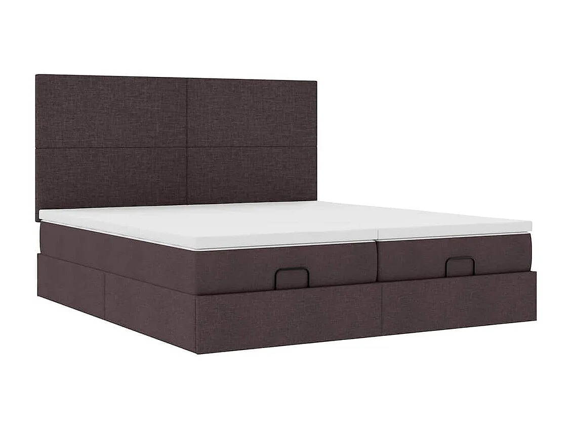 Estructura cama otomana colchones tela marrón oscuro 180x200cm