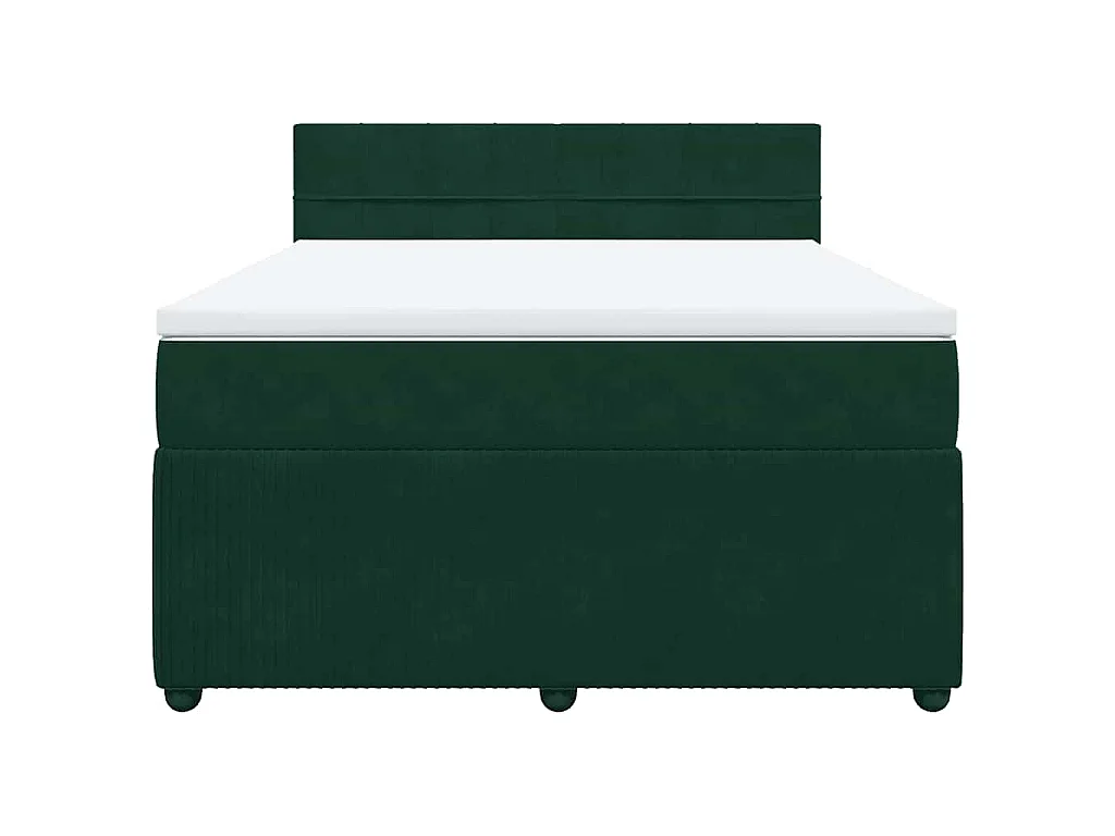 Cama com molas/colchão 140x200 cm veludo verde-escuro