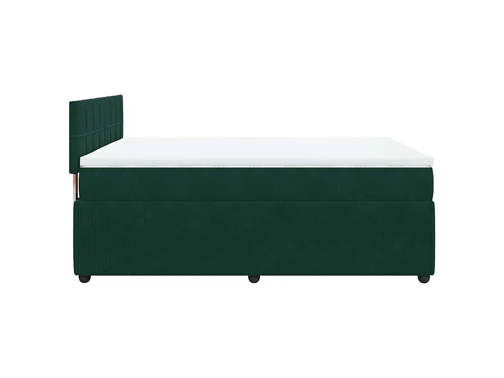 Cama com molas/colchão 140x200 cm veludo verde-escuro